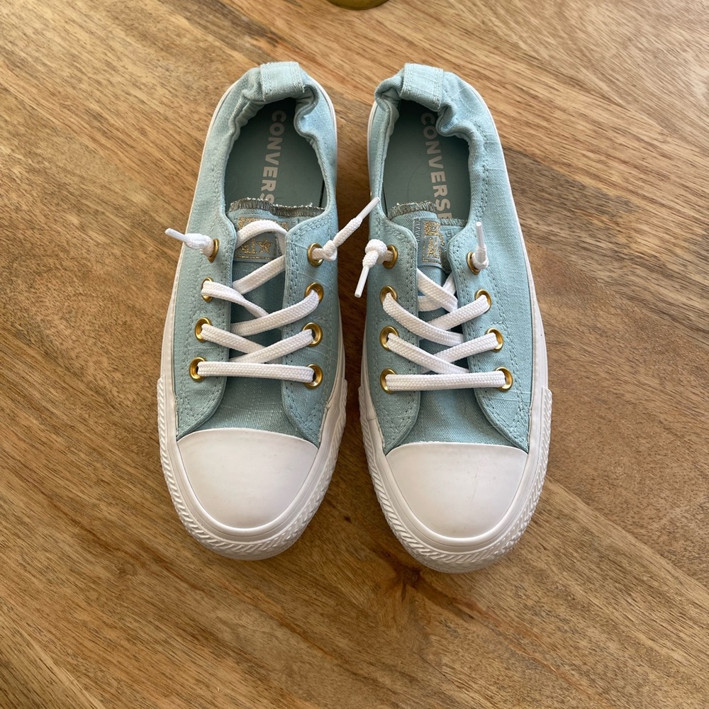 Converse shoreline blue gold slip on